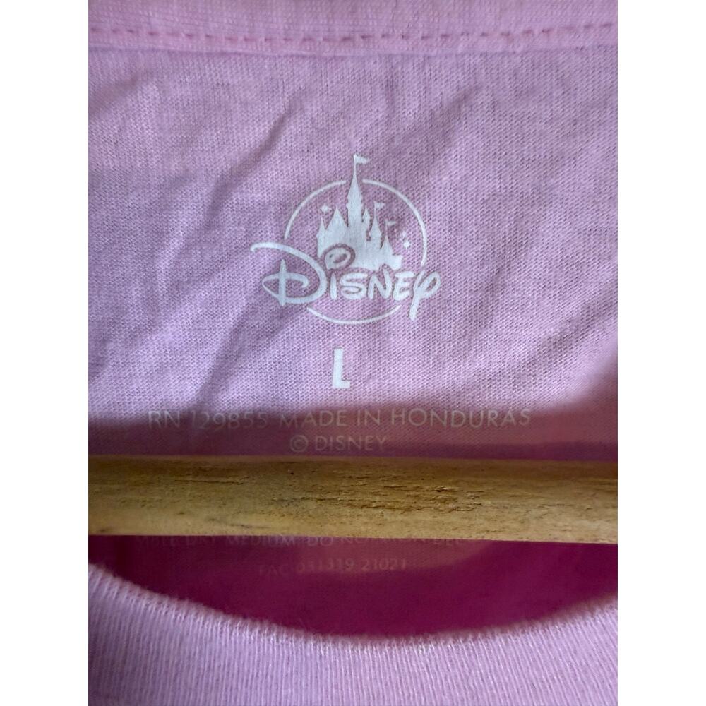 Disney Pink White Minnie Mouse Winking Short Sleeve Cotton Graphic T-Shirt Large - Picture 7 of 9